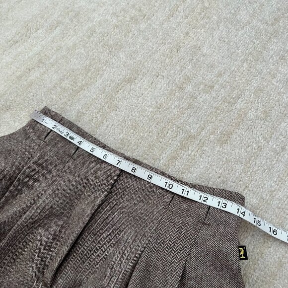 House of Foxy Wool Herringbone Wide Leg Pleated Trousers Pants UK 10 US 6 - Picture 8 of 11
